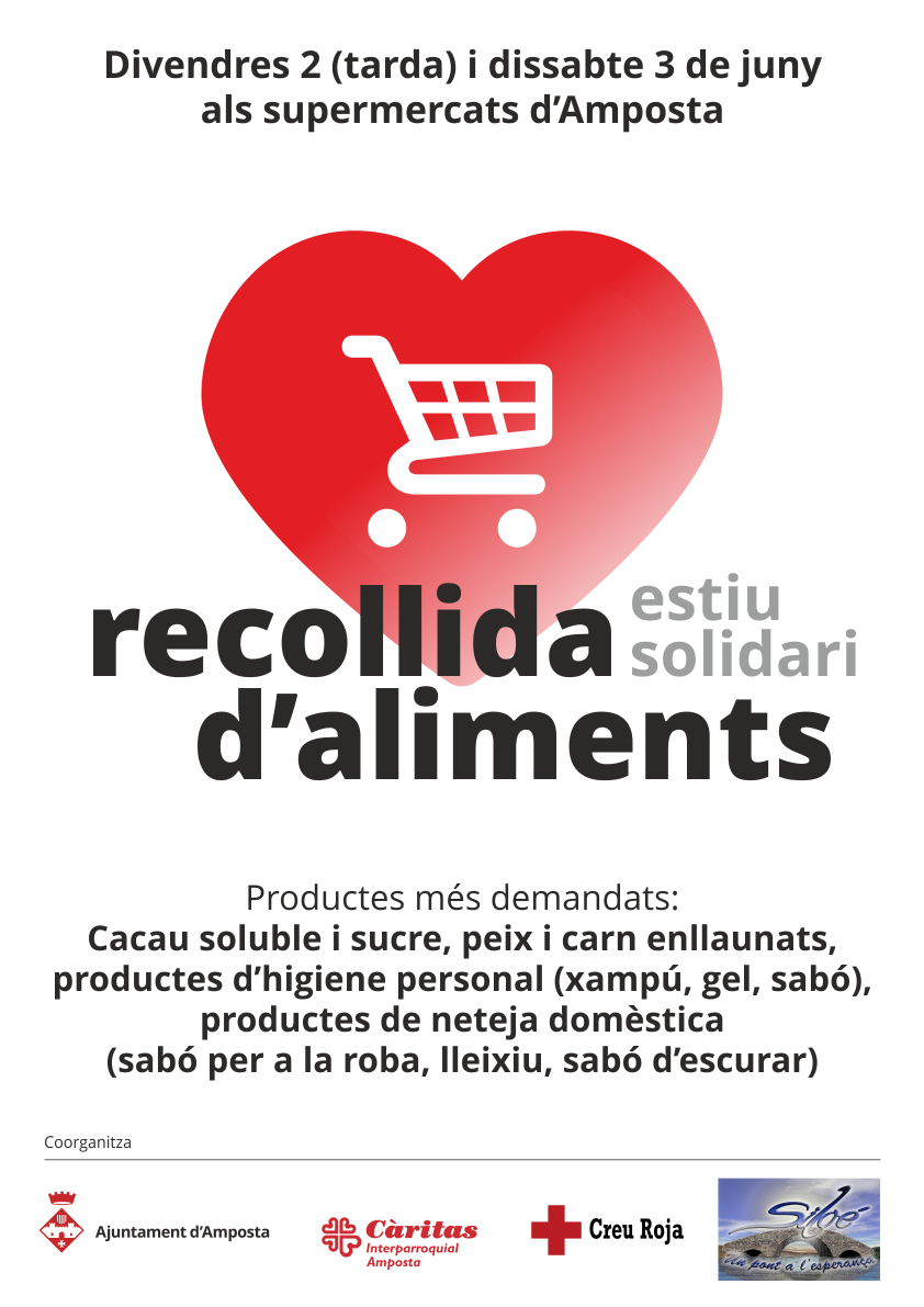 Ajuntament d´Amposta > Comunicació > El 2 i 3 de juny tindrà lloc una recollida d’aliments als supermercats d’Amposta